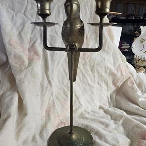 Vintage Brass Parrot Candle Holder